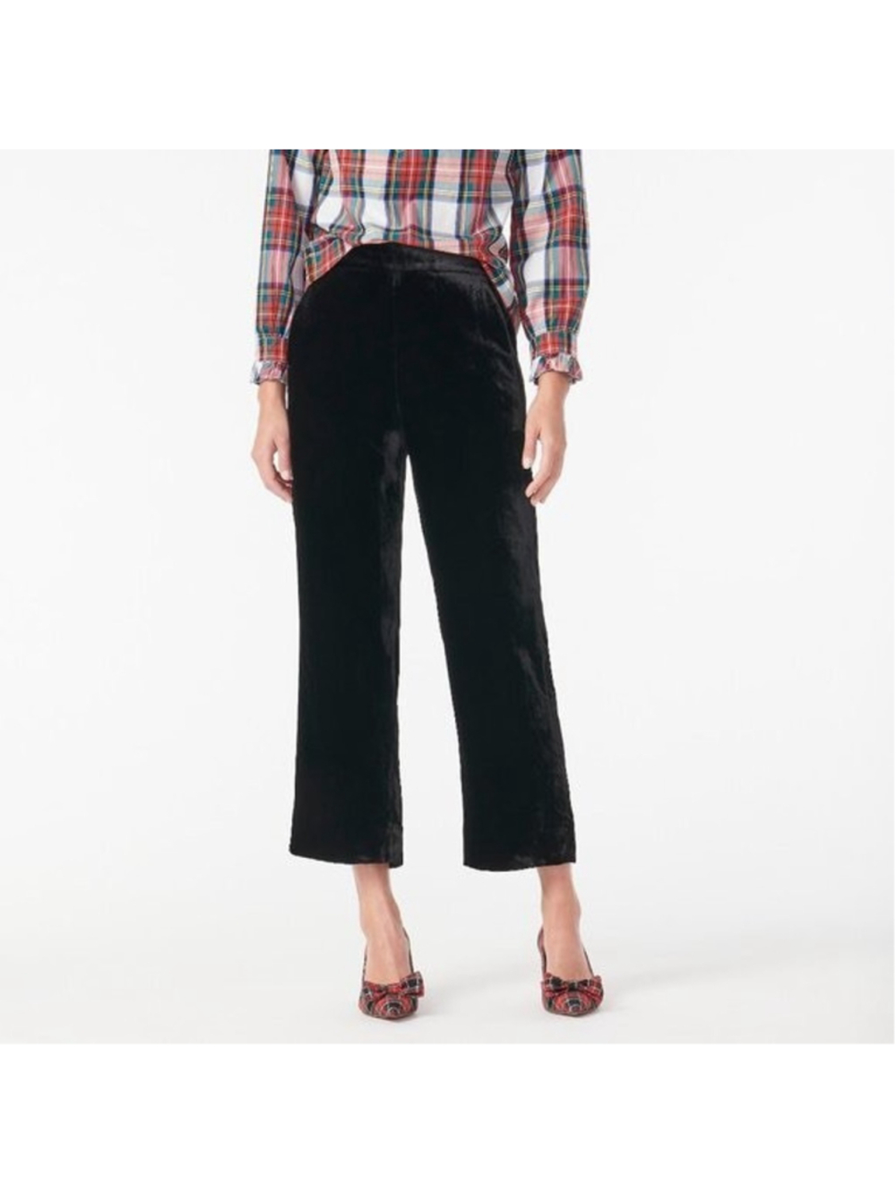 J. Crew Black Velvet Pull-On Easy Pant Peyton Elastic Waist Pockets Holiday 10